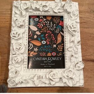 Cynthia Rowley Hand Carved Wood Floral Shabby Chic Photo Frame